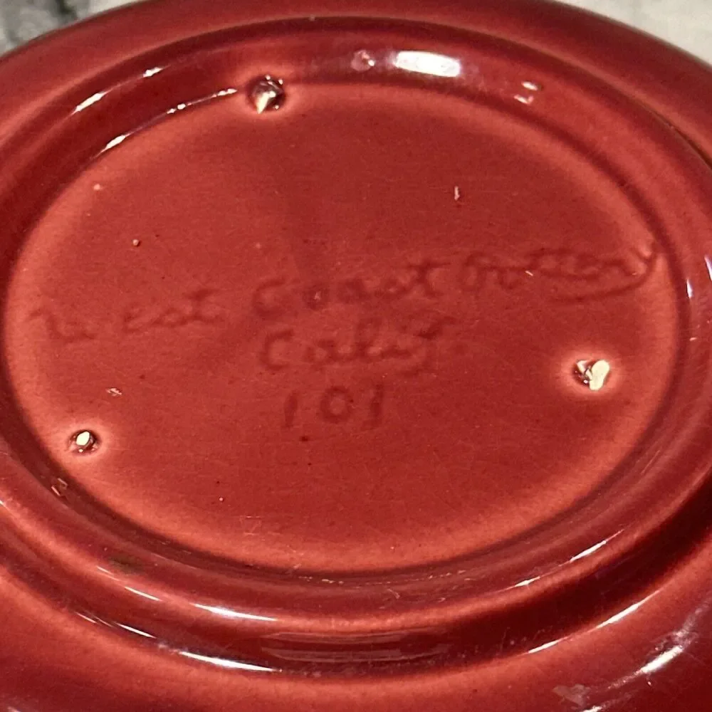 VINTAGE West Coast Pottery California 101 Lidded Bowl‎ Handmade Speckle Art Deco